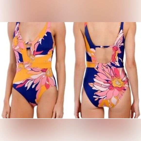 Trina Turk women’s breeze plunge one piece bathing suit new with FLAW 14 - Picture 1 of 6